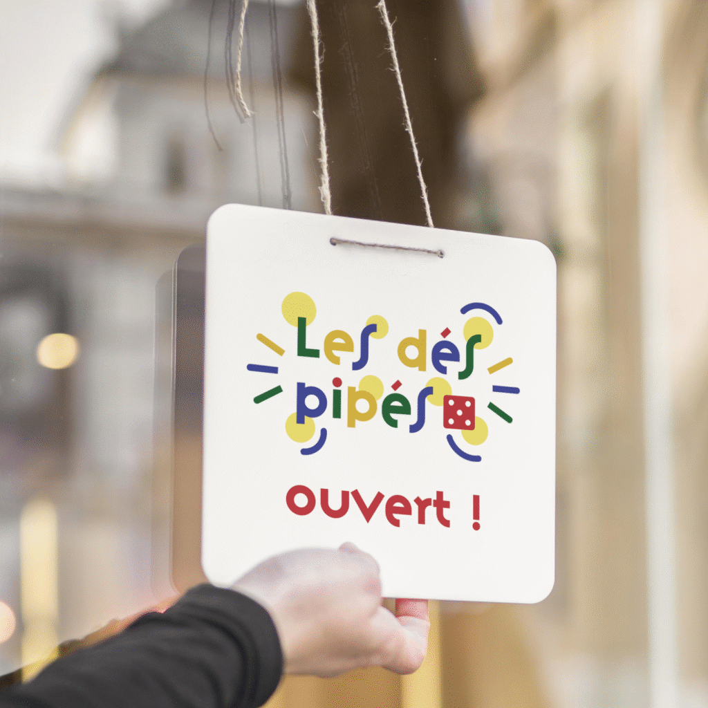 Enseigne de magasin de jeux ouverte